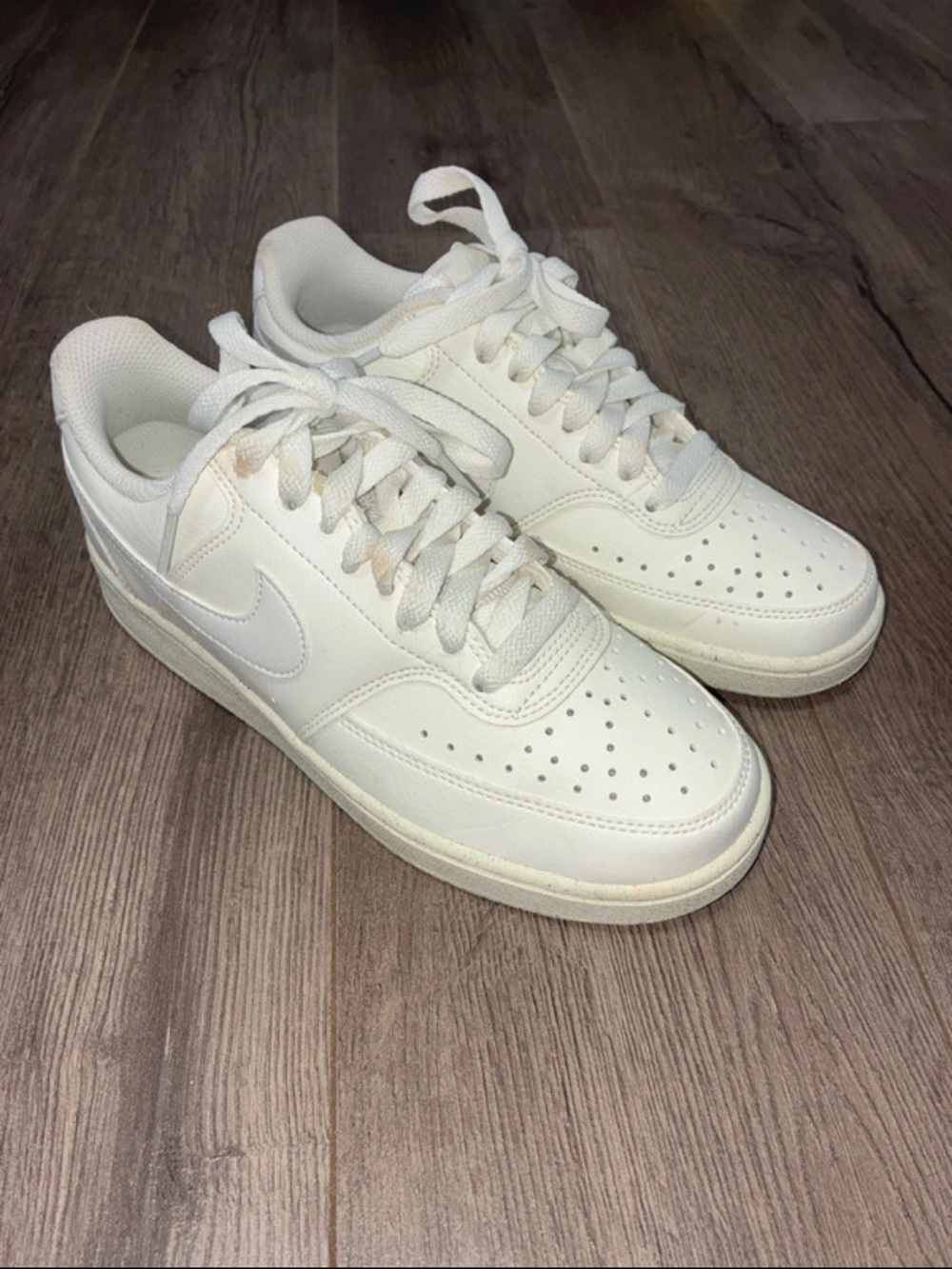 Nike All-White Low-Top Leather Sneakers
